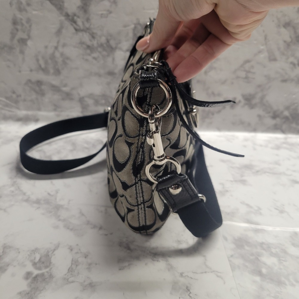 Coach Crossbody Monogram Black Gray Poppy Signature Purse - Picture 5 of 10